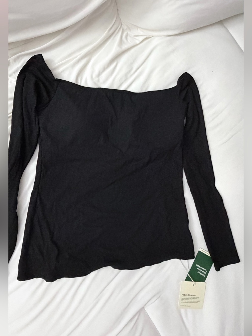 HALARA Black Long Sleeve Square Neck Top